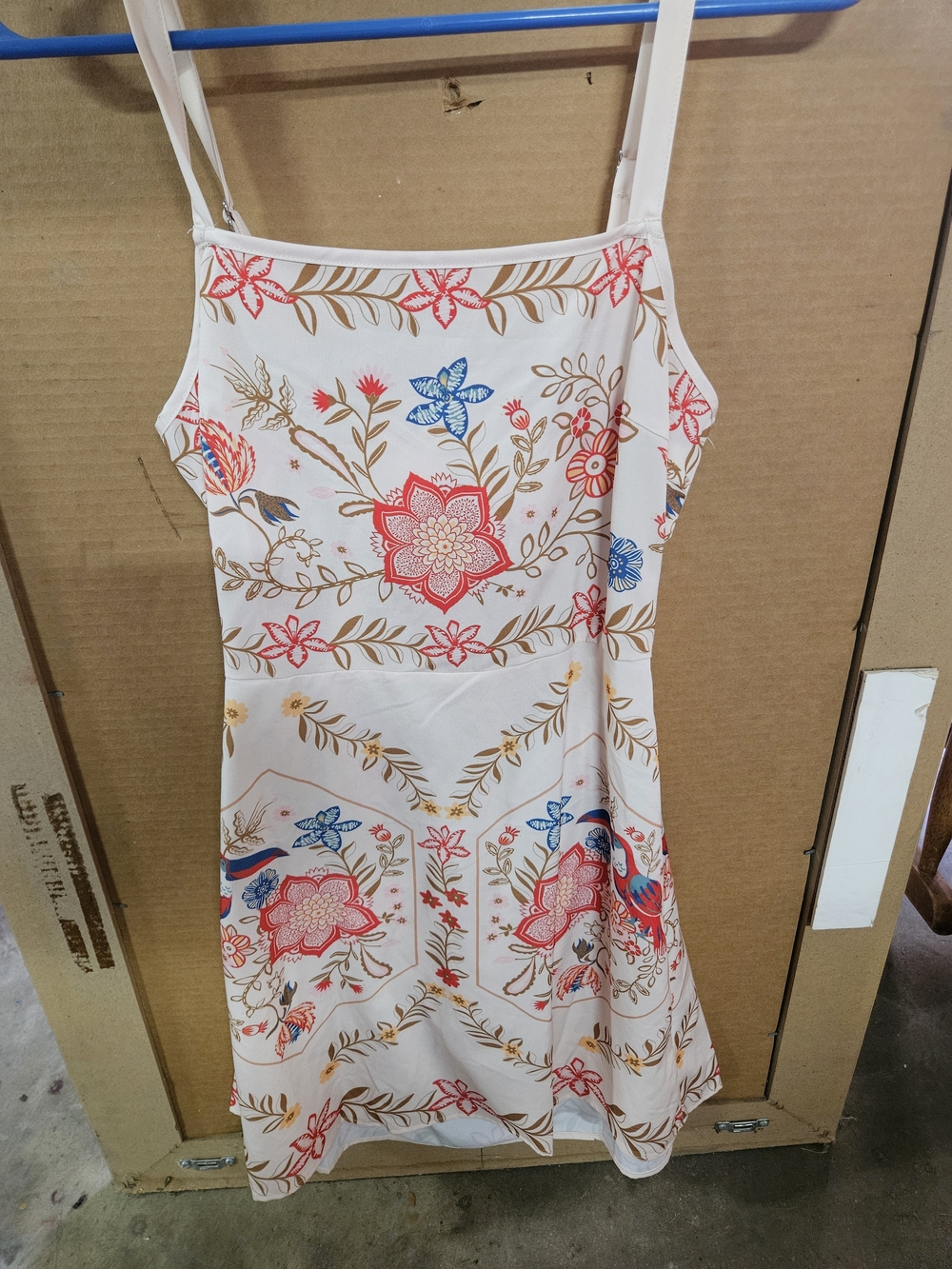 Floral Spaghetti-Strap White Summer Dress